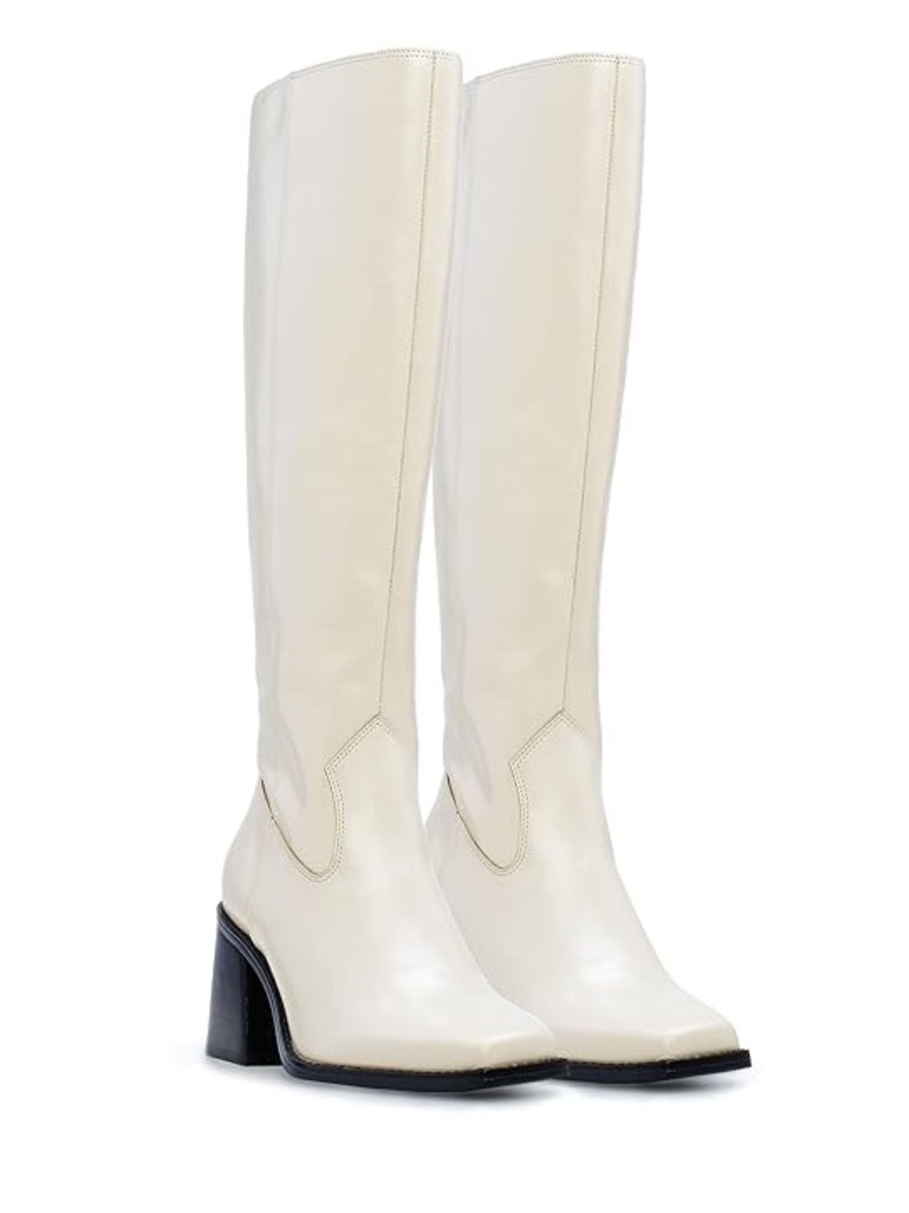Vince Camuto Sangeti Wide Cale Knee-High Cream Leather Block Heel Boots size 11W